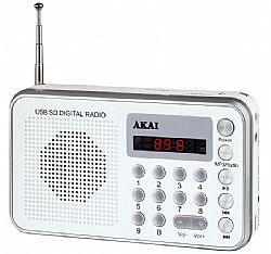 Akai DR002A-521 Λευκό Φορητό Ραδιόφωνο FM/USB/SD/MP3