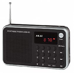 Akai DR002A-521 Μαύρο Φορητό Ραδιόφωνο FM/USB/SD/MP3