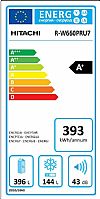 Hitachi R-W660PRU7 (GBK) Ψυγείο Ντουλάπα NoFrost Μαύρο με κρυστάλλινη επένδυση στις πόρτες A+ 