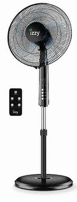 Izzy IZ-9002 ανεμιστήρας δαπέδου με τηλεχειριστήριο μαύρος 70w 40cm 
