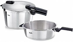 Fissler set quattro vitaquick Premium 1 πολυχύτρα 8Lt + τηγάνι 4Lt με 1 ενα καπάκι 