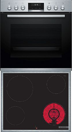 Bosch HEG537BS4 + NKF645GA2E σετ εντοιχισμού inox κουζίνας και βάσης εστιών