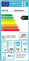 Hisense DHQE800BW2 Στεγνωτήριο ρούχων 8kg A++ με Αντλία Θερμότητος