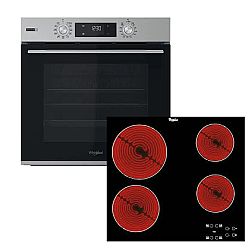 Whirlpool OMSK58HU1SX + AKT8090NE Φούρνος Εντοιχιζόμενος 71lt με Κεραμικές Εστίες Π59.5εκ. Inox