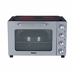 Primo PREO-40387NS Φουρνάκι Με 2 Κεραμικές Εστίες 50L Με Αέρα & Υάλινη Πρόσοψη Γκρι/Μαύρο